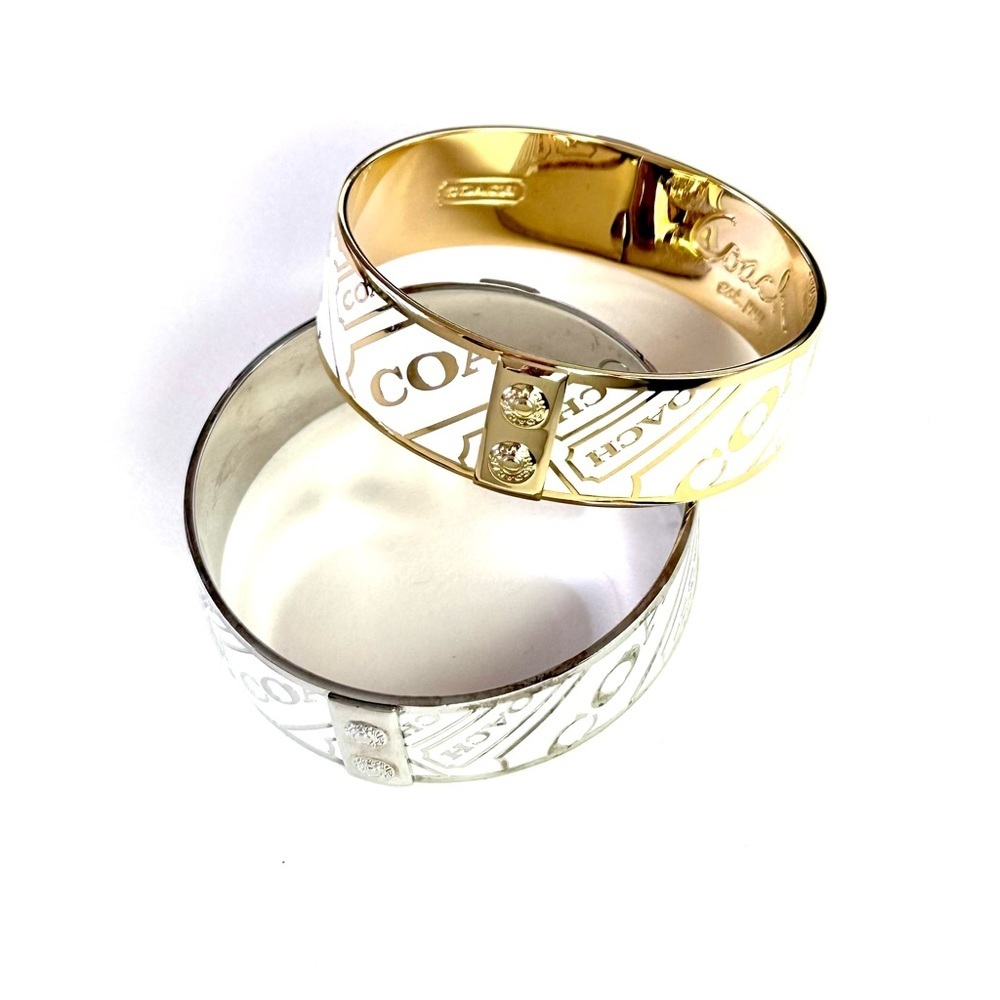 COACH Polished Gold & White Enamel Bangle Bracelet​ NEW​ - Picture 6 of 9